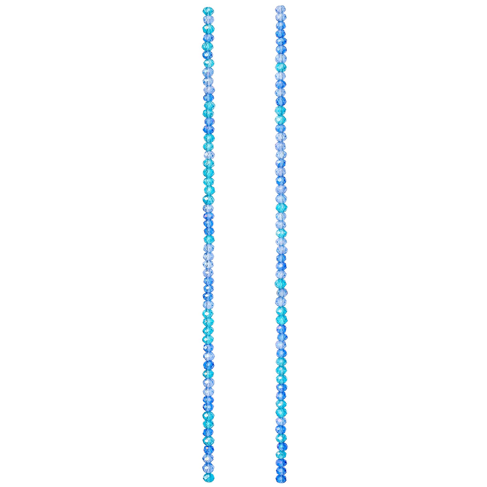Blue Mix Rondelle Glass Beads, 3mm by Bead Landing™